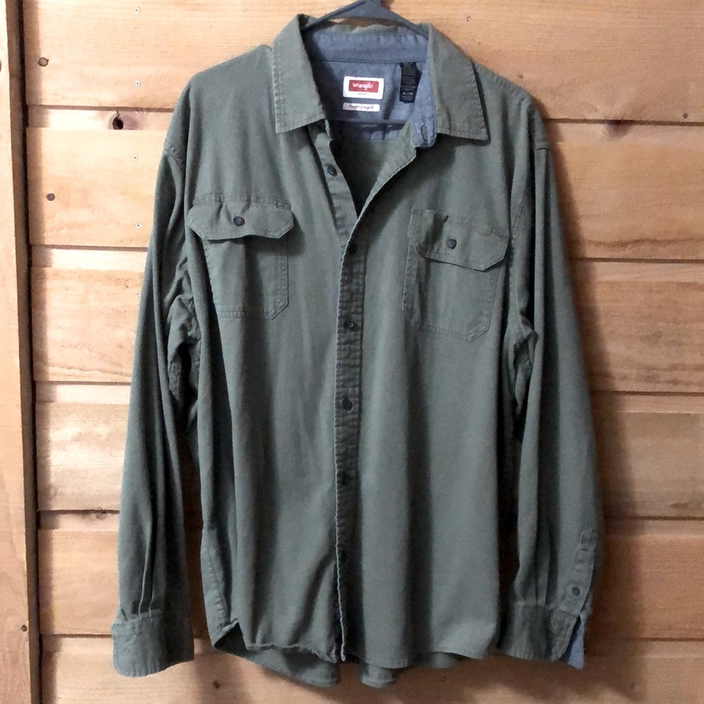 Green Wrangler men’s button up Flex For Comfort long sleeve casual top size XL